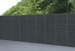 Forest - Contemporary Double Slatted Fence Panel Grey Painted 1.8m X 1.8m - Alton Garden Centre