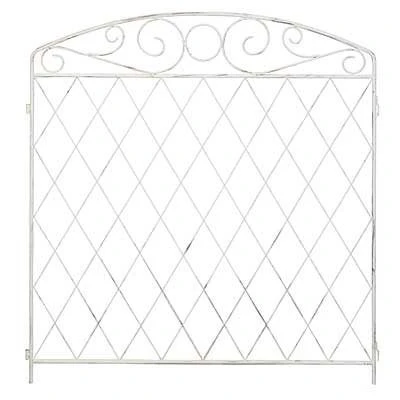 Panacea French Country Scroll Grid Link Fence - Distressed White - Alton Garden Centre 3 Panacea French Country Scroll Grid Link Fence - Distressed White - Alton Garden Centre