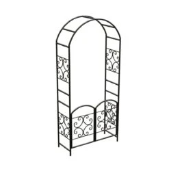 Panacea Scroll Arch *With Gate* - Black - Alton Garden Centre